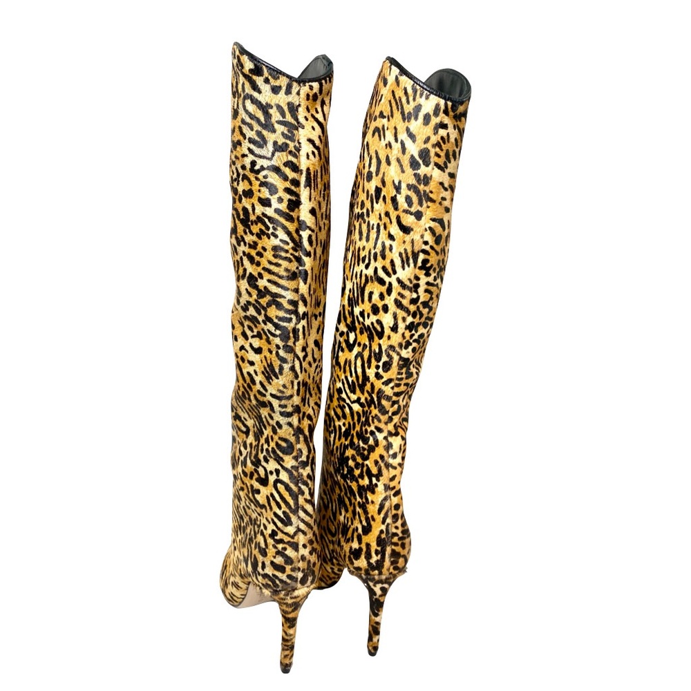 Schutz Maryana Leopard Print Calf Hair Knee High Leather Boot Size 5.5 - Picture 8 of 13
